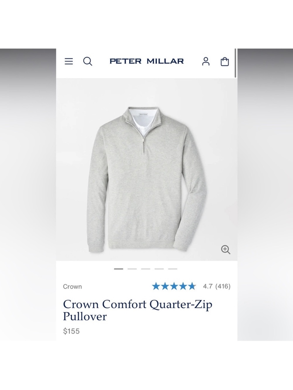 Peter Millar Men's Gray Zip-Up
Sweater